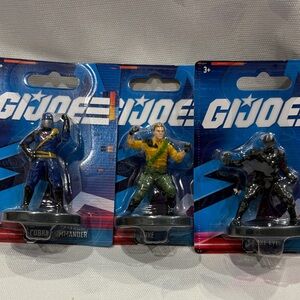 3 GI Joe Action Mini Figurine  Snake Eyes, Cobra Commander, Duke Appx 2inches